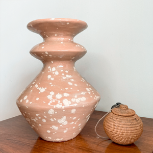 Vase savane beige tacheté blanc ceramique mozin